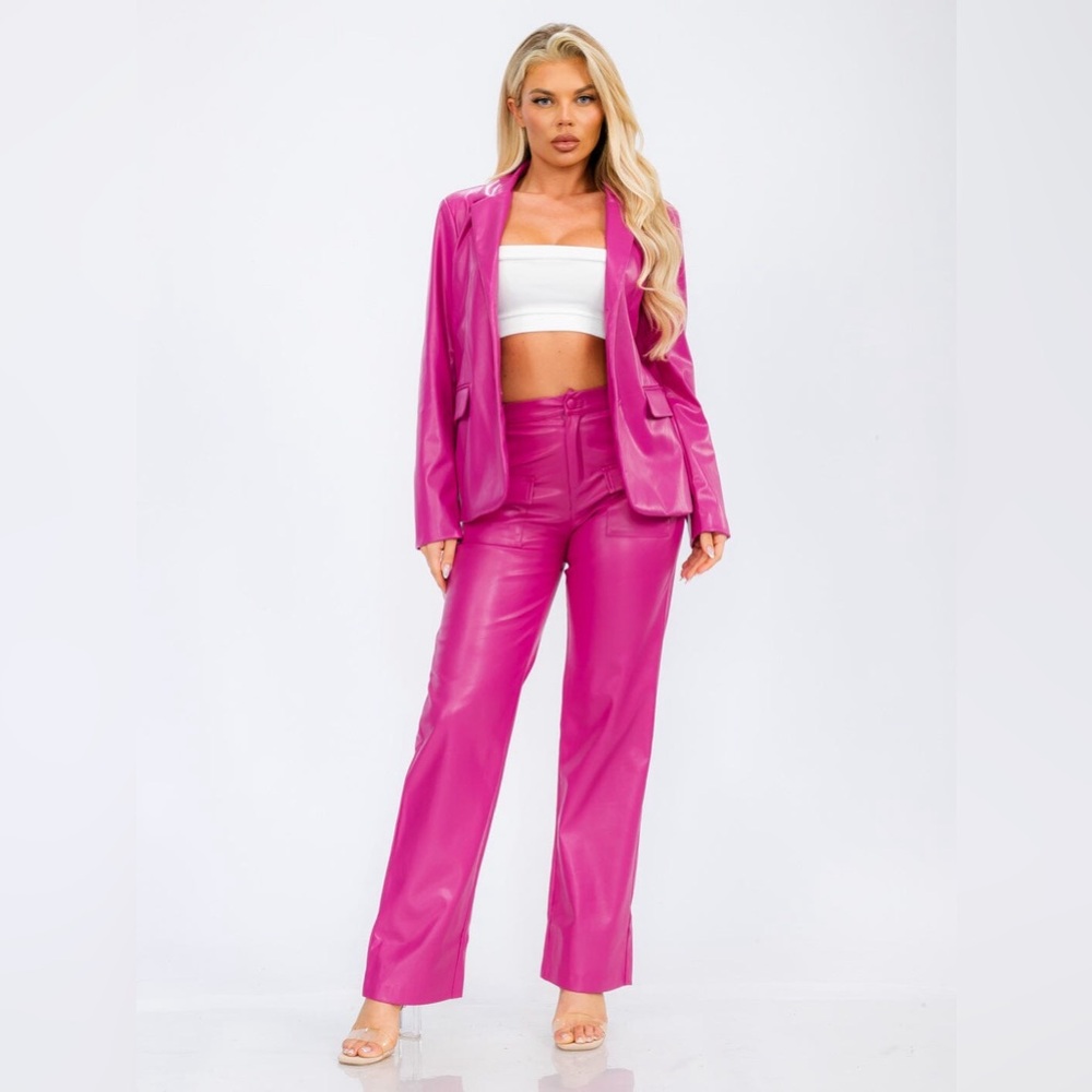Pink Leather Blazer